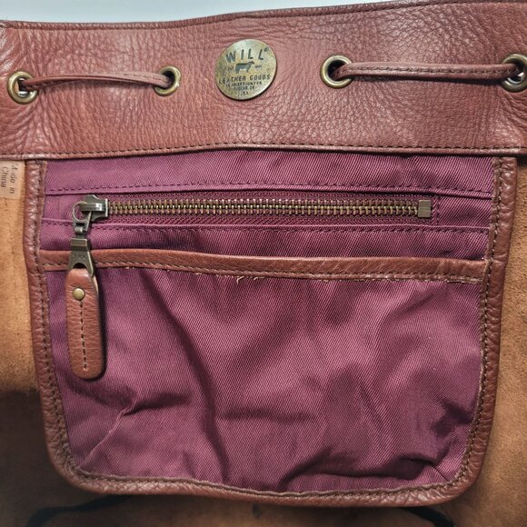 Will Leather Goods Brown Leather Backpack W Multiple Pockets & Adjustable Straps - Picture 6 of 10